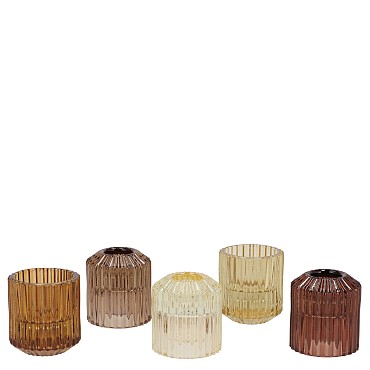 BICOLORE NATURAL BROWN MIX CANDLE H ASS SET OF 2 6X7CM