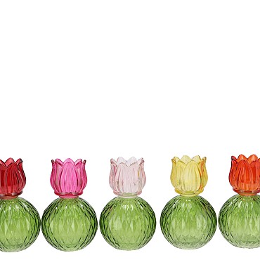 BICOLORE MULTI COLOR MIX TULIP T-LIGHT ASS 11X17CM