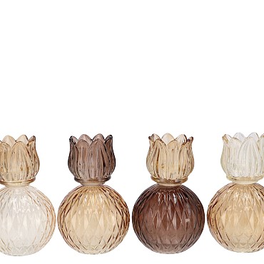 BICOLORE NATURAL BROWN MIX TULIP T-LIGHT ASS 11X17CM
