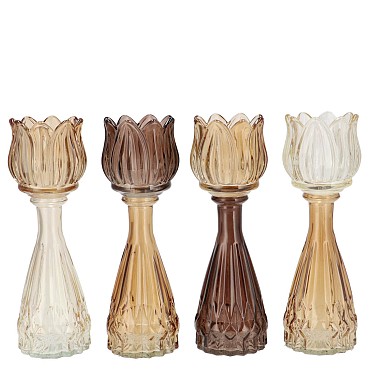 BICOLORE NATURAL BROWN MIX TULIP VASE ASS 7X18CM