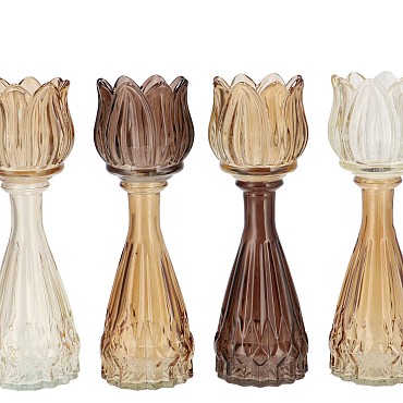 BICOLORE NATURAL BROWN MIX TULIP VASE ASS 7X22CM