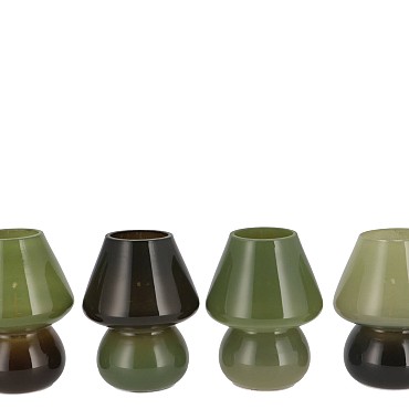 BICOLORE SUMMER GREEN MIX LED MUSHROOM ASS 12X15CM
