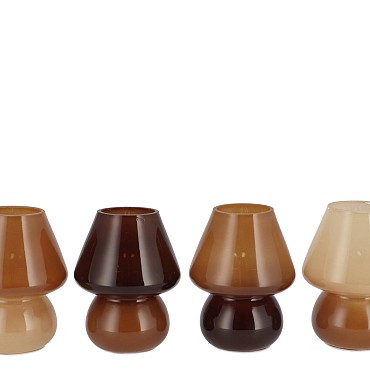 BICOLORE NATURAL BROWN MIX LED MUSHROOM ASS 12X15CM
