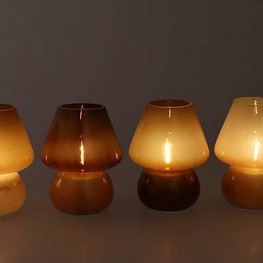 BICOLORE NATURAL BROWN MIX LED MUSHROOM ASS 12X15CM