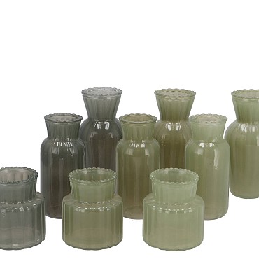 JAZZ NORDIC GREEN MIX COLORED VASE ASS 7X14CM