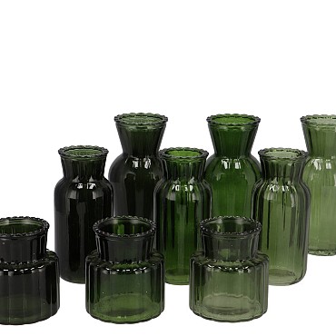 JAZZ MAJESTIC GREEN MIX COLORED VASE ASS 7X14CM