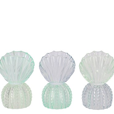BICOLORE BLUE T-LIGHT SHELL ASS 9X10X15CM NM