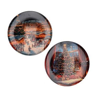 MELAMINE PRINT MULTI COLOR PRINT X-MAS TREE ASS 28X28CM