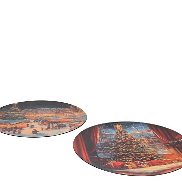MELAMINE PRINT MULTI COLOR PRINT X-MAS TREE ASS 28X28CM