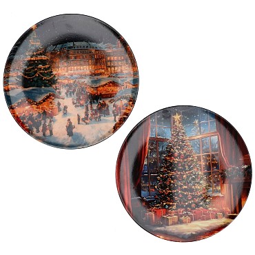 MELAMINE PRINT MULTI COLOR PLATE X-MAS TREE ASS 33X33CM