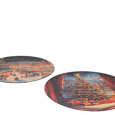 MELAMINE PRINT MULTI COLOR PLATE X-MAS TREE ASS 33X33CM