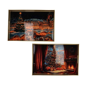 MELAMINE PRINT MULTI COLOR TRAY TREE ASS 40X26X4CM
