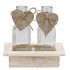 LOVE WOOD TRAY 2X BOTTLE WHITE 15X10X16CM