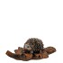 HEDGEHOG POLY ON LEAF NATURAL 10CM NM