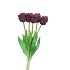 SILK TULIP BOUQUET PAPAGAYO 5X PURPLE 39CM NM