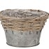 WICKER BASKET POT + ZINC GREY 15X10CM
