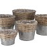 WICKER BASKET POT + ZINC GREY 15X10CM