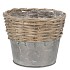 WICKER BASKET POT + ZINC GREY 18X15CM