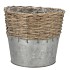 WICKER BASKET POT + ZINC GREY 20X18CM