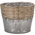 WICKER BASKET POT + ZINC GREY 22X18CM