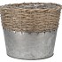 WICKER BASKET POT + ZINC GREY 25X20CM