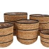 SEAGRASS LAOS STRAW BASKET NATURAL BLACK STRIPE S/5 28X29CM