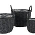 WICKER BASKET WITH EARS BLACK POT SET 3DLG 24X21CM