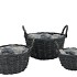 WICKER BASKET WITH EARS BLACK BOWL SET 3DLG 27X13CM