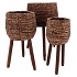 LOFTIER DARK BROWN BASKET ON FEET SET 3 18X44/24X52/32X60CM