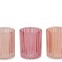 ROMAN SWEETS PINK MIX GLASS CANDLE HOLDER ASS 8X8X10CM NM