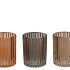 ROMAN WOODS BROWN MIX GLASS CANDLE HOLDER ASS 8X8X10CM NM