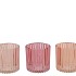 ROMAN SWEETS PINK MIX GLASS CANDLE HOLDER ASS 9X9X9CM NM