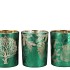 RUBY GREEN/GOLD T-LIGHT FORREST ASS 10X13CM