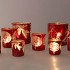 RUBY RED/GOLD T-LIGHT FORREST ASS 15X15CM