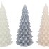 CANDLE FROSTY X-MAS TREE GREY MIX 9X20CM ASS