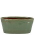 IRON STONE GREEN GLAZED OVAL POT 23X9X10CM NM