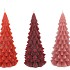 CANDLE FROSTY X-MAS TREE RED MIX 8X16CM ASS