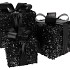 SPARKLE GIFTBOX BLACK LED S/3 15X18/20X23/25X28CM
