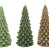 CANDLE FROSTY X-MAS TREE GREEN MIX 9X20CM ASS