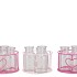 POLLY PINK MIX METAL RACK CIRCLE 3 GLASS ROUND ASS 14X8CM NM