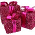 SPARKLE GIFTBOX FUCHSIA LED S/3 10X11/13X13/15X17CM NM