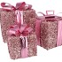 SPARKLE GIFTBOX FUCHSIA LED S/3 10X11/13X13/15X17CM NM