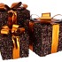 SPARKLE GIFTBOX BROWN LED S/3 10X11/13X13/15X17CM NM