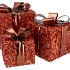 SPARKLE GIFTBOX BROWN LED S/3 10X11/13X13/15X17CM NM
