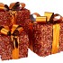 SPARKLE GIFTBOX BROWN LED S/3 10X11/13X13/15X17CM NM