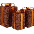 SPARKLE GIFTBOX BROWN LED S/3 15X25/20X35/25X42CM