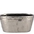 IRON STONE SILVER GLAZED OVAL POT 28X15X13CM