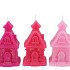 CANDLE FROSTY GINGERBREAD HOUSE JOLLY PINK MIX 8X9X15CM
