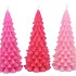 CANDLE FROSTY X-MAS TREE JOLLY PINK MIX 9X20CM ASS