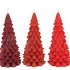 CANDLE FROSTY X-MAS TREE WILD RED MIX 8X16CM ASS